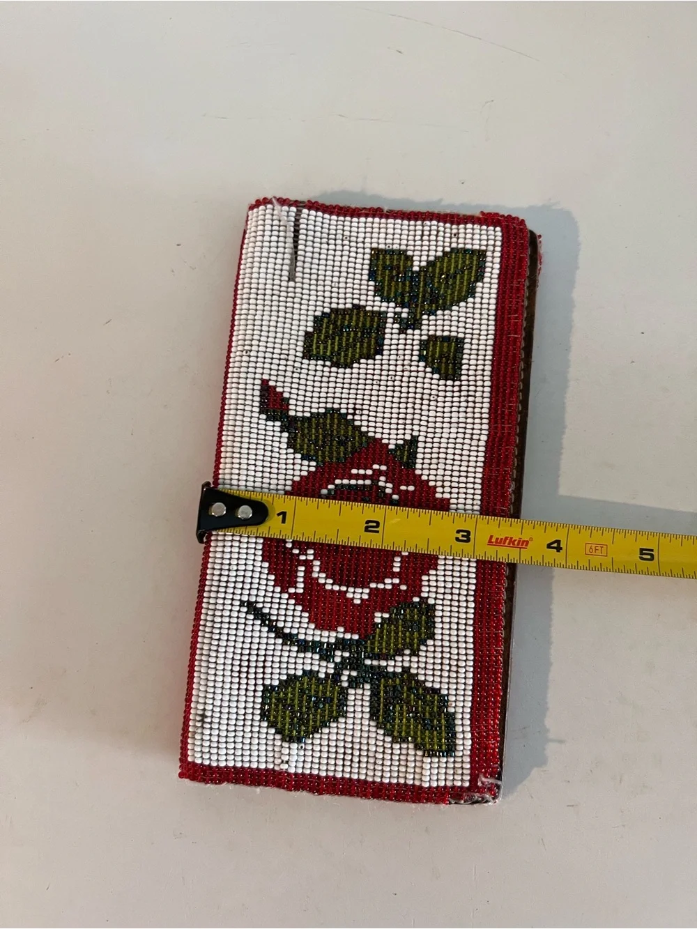 Rose Beaded Leather Vintage Check Book Cover